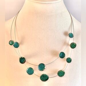 Prodigal Daughter floating, faux mosaic, 2-strand station necklace